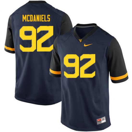 Men's West Virginia Mountaineers NCAA #92 Dalton McDaniels Navy Authentic Nike Stitched College Football Jersey MQ15R43BL